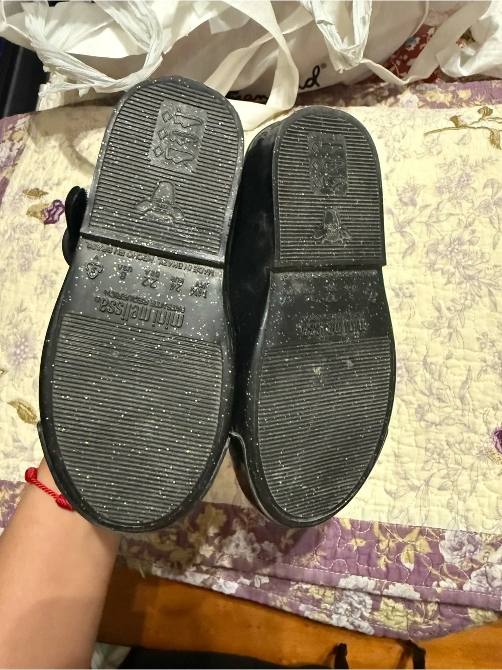 Mini Melissa Black Patent Mary Jane Shoes with Bow